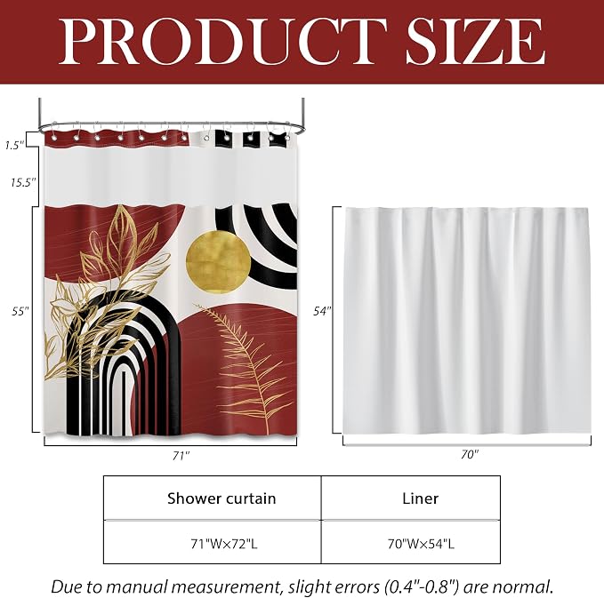 Black and Red Boho See Through Mesh Top Shower Curtain - Image 5