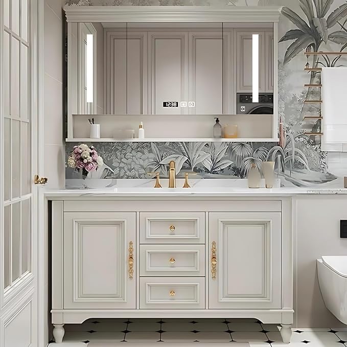 60IN Cream White Bathroom Vanity by NAIROLET