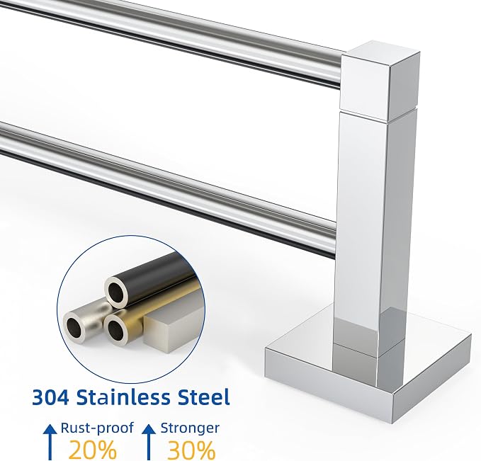 RUACQ Double Towel Bar, 24 Inch Bath Towel Rack - Image 4