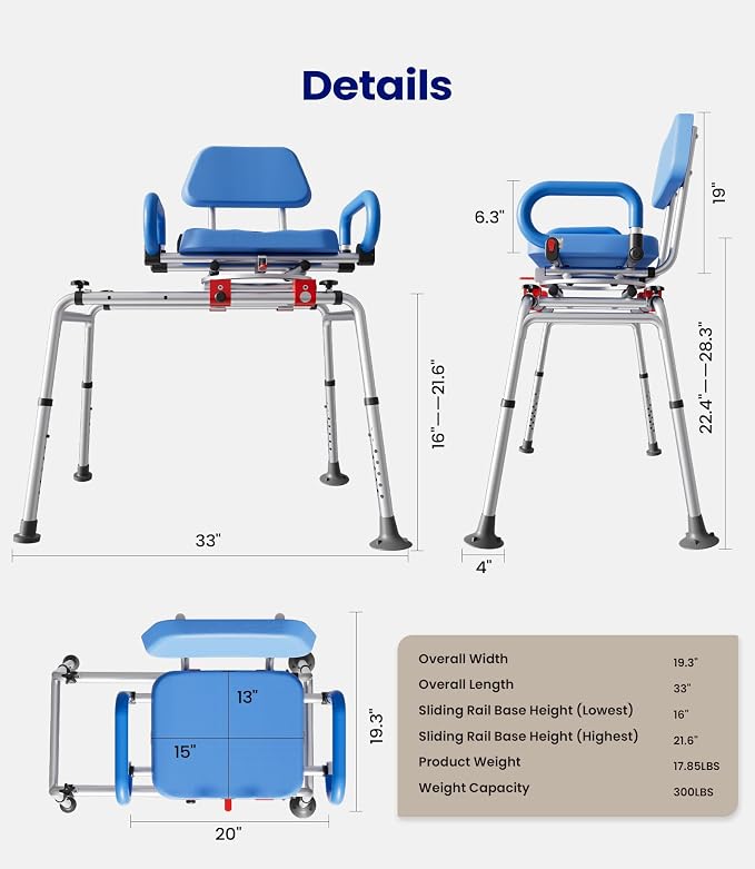 VOCIC Sliding Shower Chair - Image 6