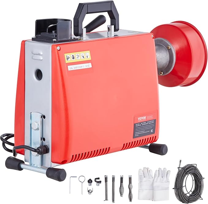 VEVOR 66FT x 5/8 Inch Drain Cleaner Machine, 250W Electric Sewer Snake Auger by VEVOR