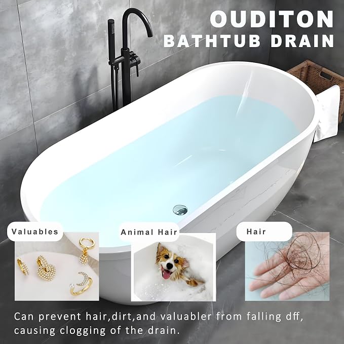 Tub Stopper Bathtub Drain, Brass Pop-up Freestanding Bathtub Drain Stopper - Image 6