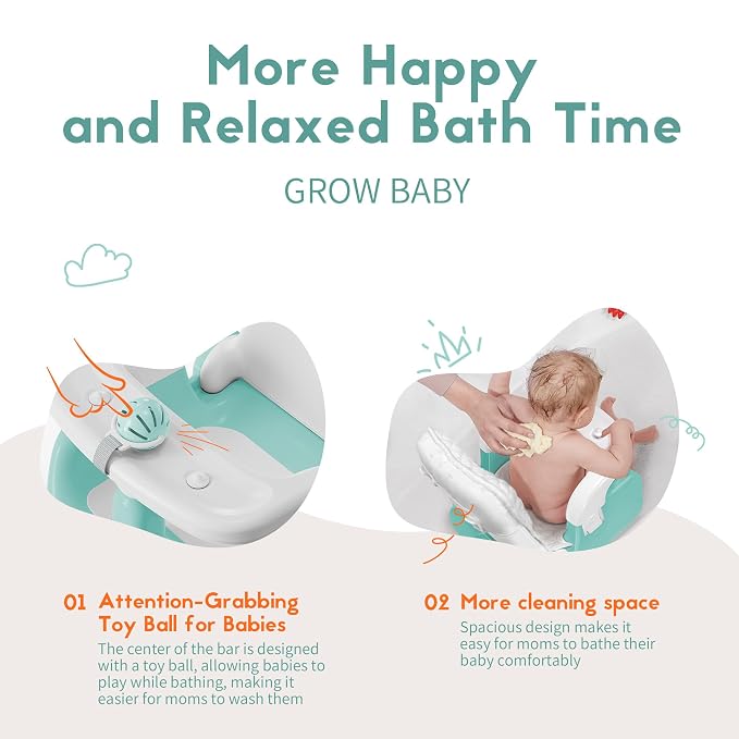 BabyBond Baby Bath Seat with Sitting & Lying 2 Modes, 3-Speed Adjustment - Image 6