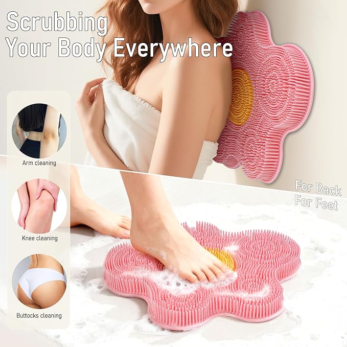 Shower Foot Scrubber Mat Silicone, Back Scrubber Exfoliating Washer Pad - Image 2
