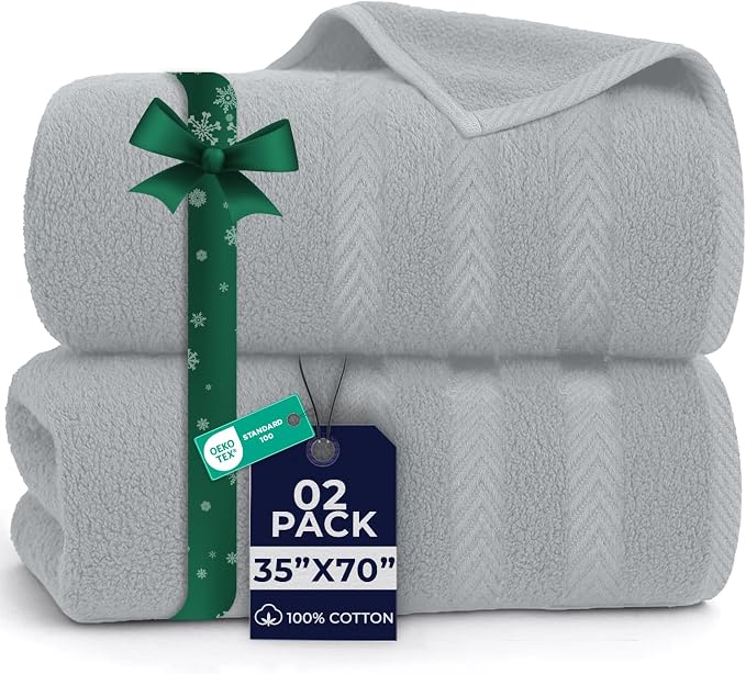 DAN RIVER 2 Pack Luxury Bath Sheets 35x70, 600 GSM, Soft & Quick Dry 100% Ring by DanRiver