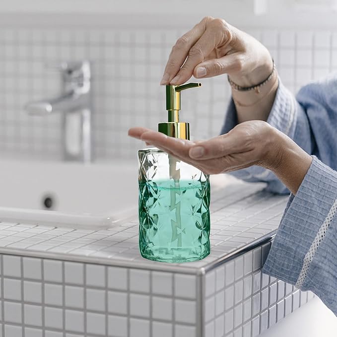Crystal Glass Soap Dispenser, 330ml/11oz. Clear Glass Lotion Soap Dispenser - Image 8