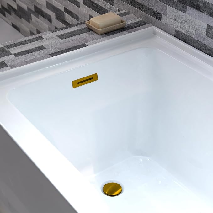 WOODBRIDGE 54" Acrylic Rectangular Alcove Soaking Bathtub in White - Image 7