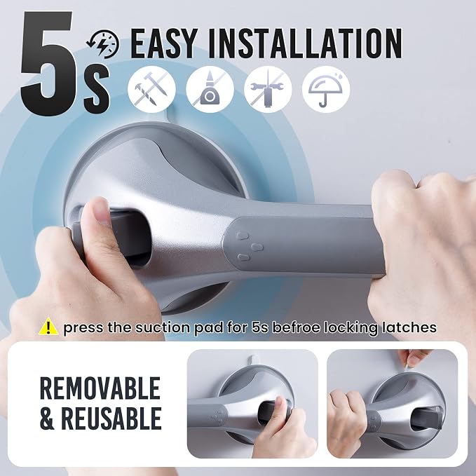 TAILI Shower Grab Bar 16 Inch Suction Cup Grab Bars - Image 6