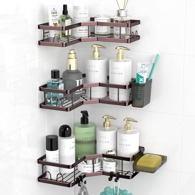 Corner Shower Caddy Organizer Shelf: Adhesive No Drilling Shower Rack Bathtub by AKTECKE