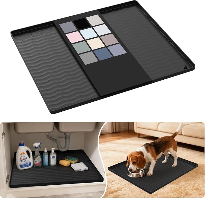 URMONA Waterproof Silicone Under Sink Mat 22'' x 19'' Shelf Liner by URMONA