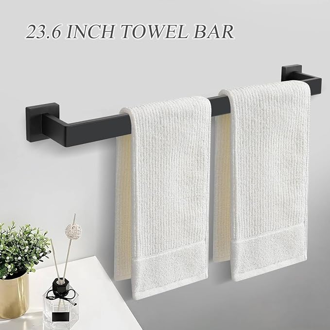 Bathroom Towel Bar Holder Sets Matte Black 5-Piece Bathroom Hardware Set - Image 3