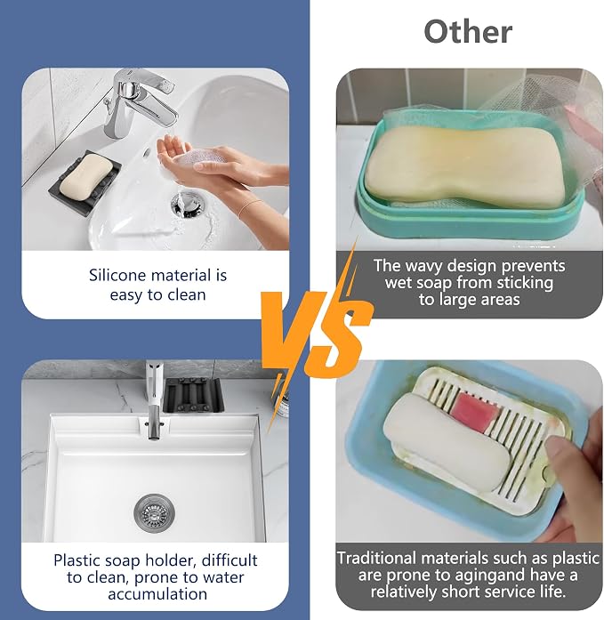 Soap Dish for Shower, Bathroom & Kitchen – Non-Slip, Self-Draining Design to - Image 6