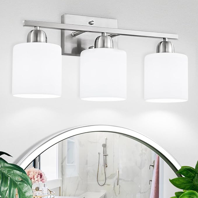 Brushed Nickel Bathroom Light Fixture, 3 Light Vanity Lights by FAISHILAN