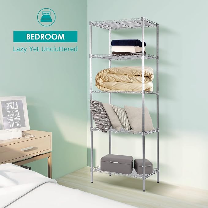 BNSPLY 5 Tier Wire Shelving Unit, Adjustable Wire Rack Shelving, Changeable - Image 6