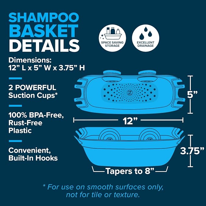 SlipX Solutions Shower Organizer Caddy, Sturdy Storage Organizer, Power Lock - Image 2