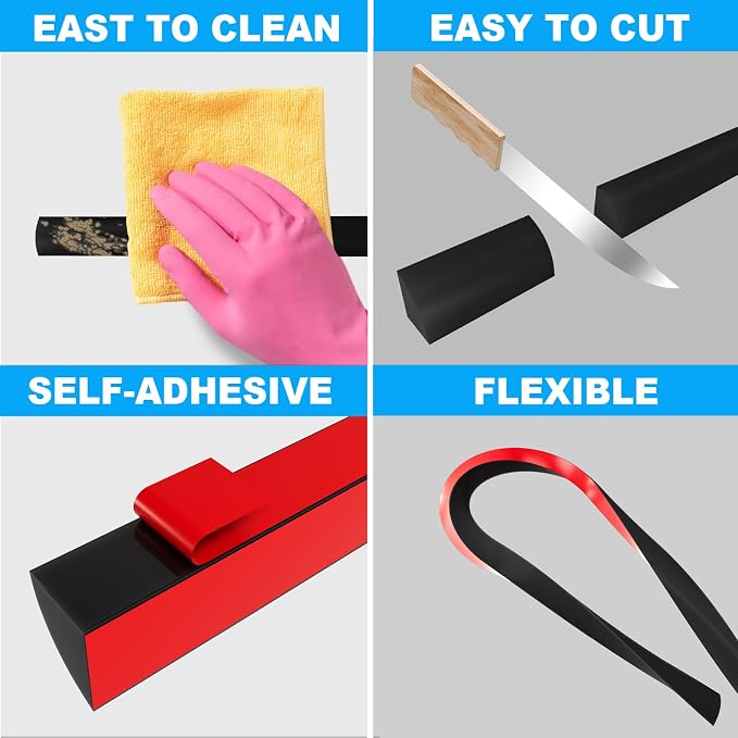 Duzzy 158 Inch Flexible Quarter Round Molding, Peel and Stick Silicone Rubber - Image 5