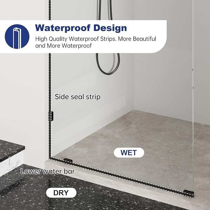 Frameless Fixed Shower Screen 36" W × 78" H, Shower Glass Panel, 5/16" SGCC - Image 4