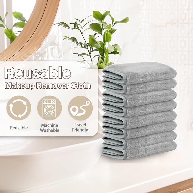 Nugilla Makeup Remover Cloths, 8 Packs Makeup Remover Towels Reusable Face Wash - Image 5