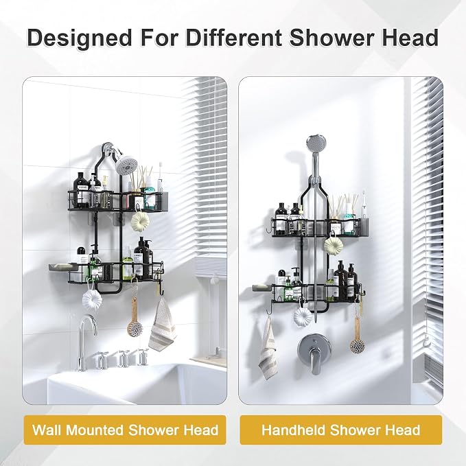 Shower Caddy Hanging Organizer, Rustproof Over Shower Head Caddy Holder - Image 6