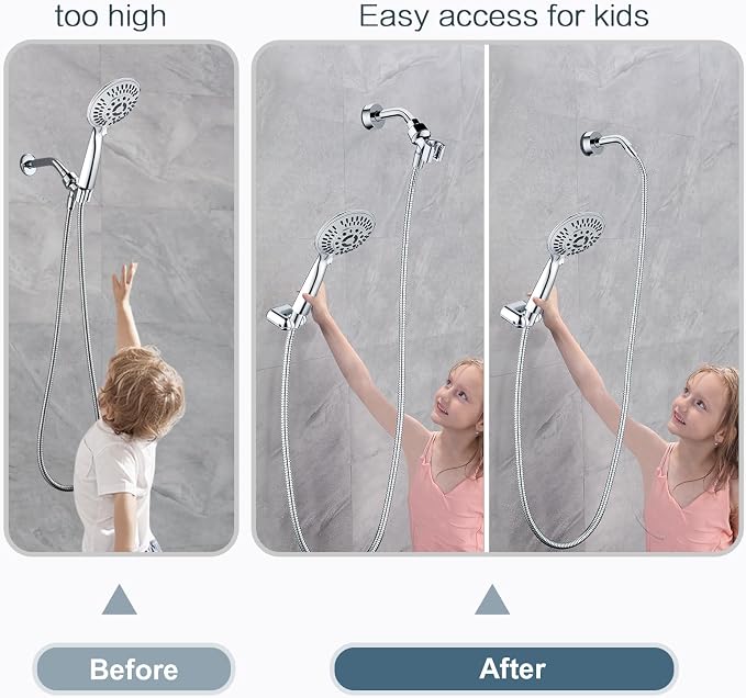BRIGHT SHOWERS Shower Head Holder Wall Mount, Adjustable Handheld Shower Wand - Image 3