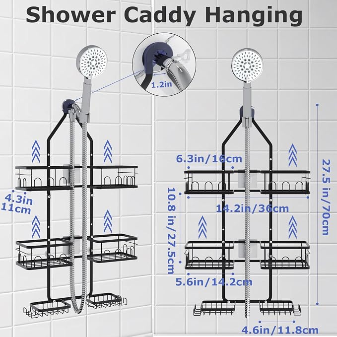 Shower Caddy Hanging Upgraded Adjustable Rustproof Shower Caddy Shower Organizer - Image 2