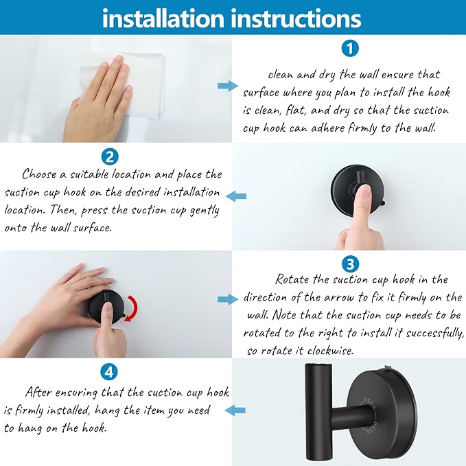 DGYB Large Suction Cup Hooks for Shower Set of 4 - Image 5