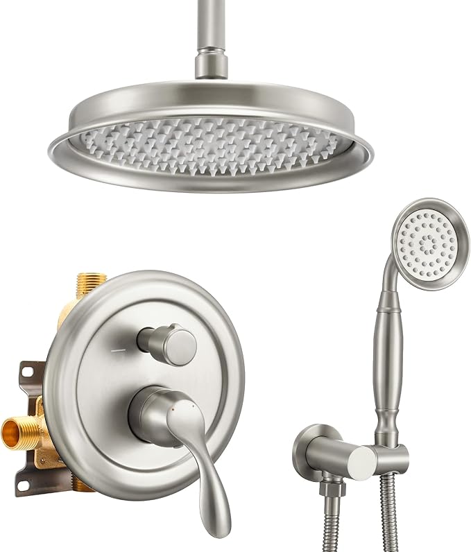 DASAN Rain Shower System Complete Antique Shower Faucet Sets, Brushed Nickel by Dasan