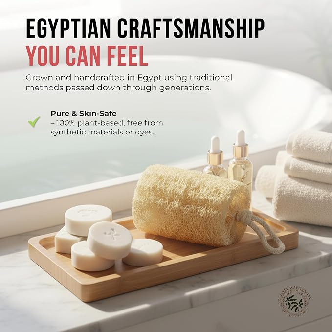 CraftsOfEgypt Natural Loofah Sponge – Egyptian Luffa Body Scrubber Pack of 1 - Image 7