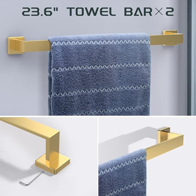 7 Piece Gold Bathroom Hardware Set - Image 2