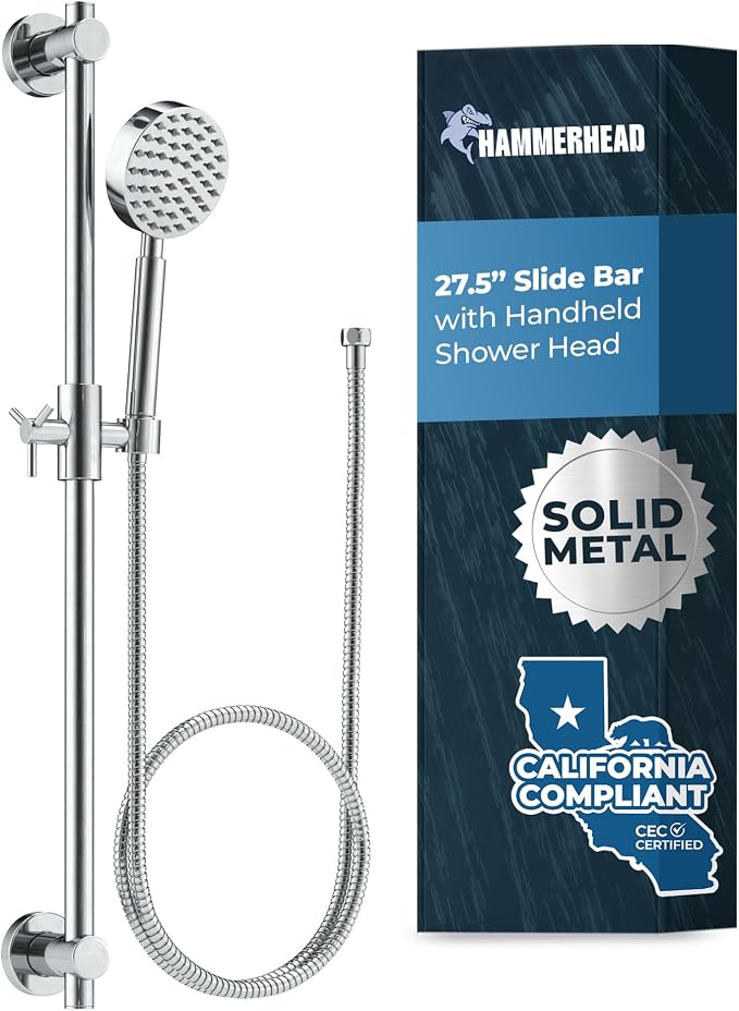 HammerHead Showers® SOLID METAL 27.5 Inch Shower Slide Bar Set and Handheld by HammerHeadShowers