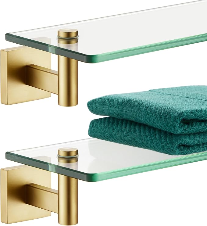KOKOSIRI Wall Shelves Floating Shelf 20'' Gold Stainless Steel Bathroom by KOKOSIRI
