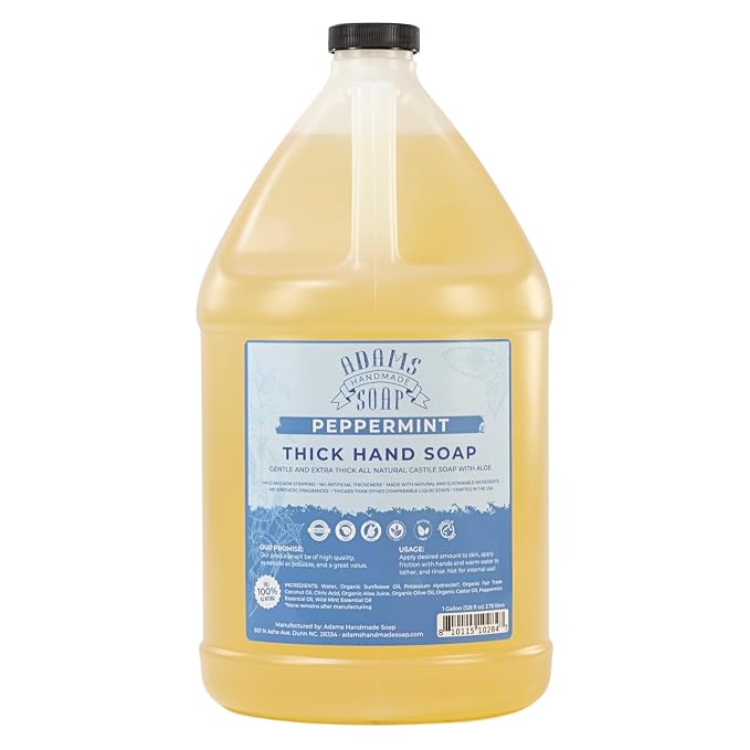 Adams Handmade Soap Thick Organic Castile Liquid Hand Soap 1 Gallon Refill by AdamsHandmadeSoap