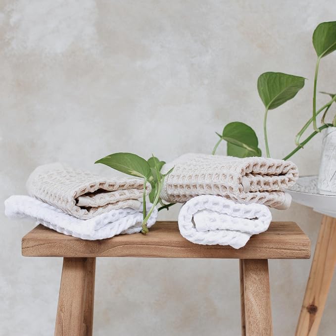 sea me at home Waffle Washcloths Set, 100% Turkish Cotton - Image 3