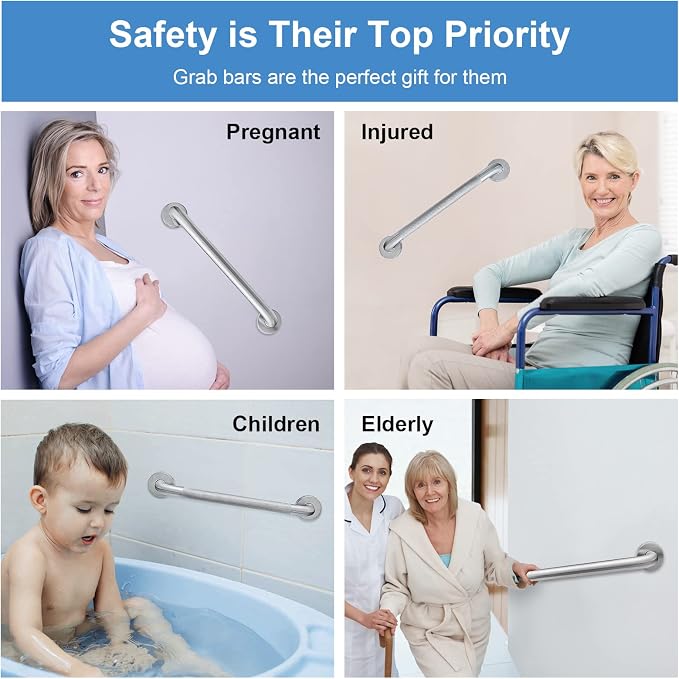 Handicap Grab Bars, 2 Pack 18 Inch Shower Grab Bar - Image 5