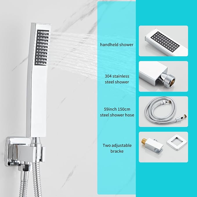 8 Inch Shower Faucet Set, Ceiling Mounted Rainfall Shower System - Image 6