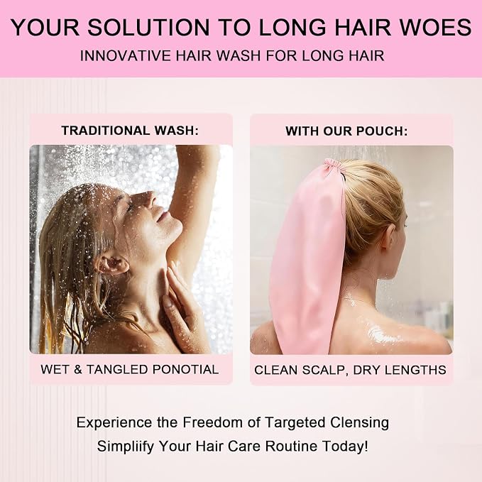 Waterproof Hair Sleeve for Long Hair, Crown Washing Shower Cap Ponytail - Image 4