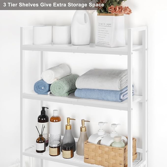 Over The Toilet Storage Rack 3 Tier Over Toilet Bathroom Organizer Wooden - Image 4