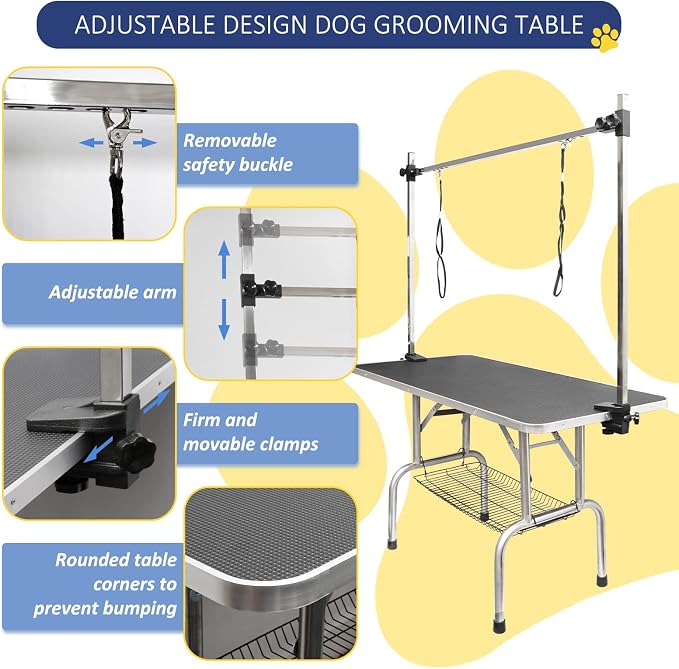 ROOMTEC 46" Dog Grooming Table, Foldable Home Pet Bathing Station - Image 5