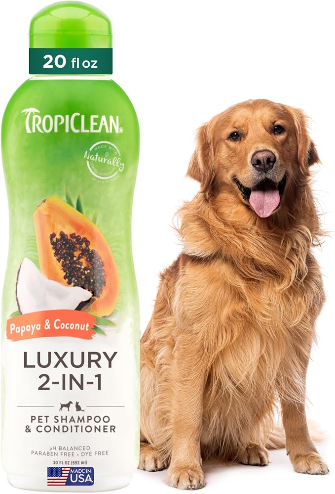 TropiClean 2-in-1 Dog Shampoo and Conditioner, Moisturizing Dog Detangler by TropiClean