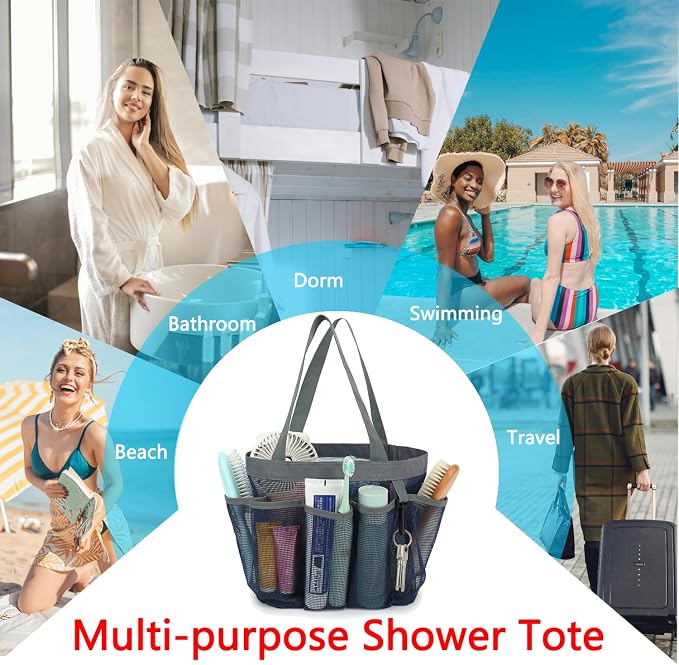 Mesh Shower Caddy Portable for College Dorm Room Essentials, 8-Pocket Large - Image 8