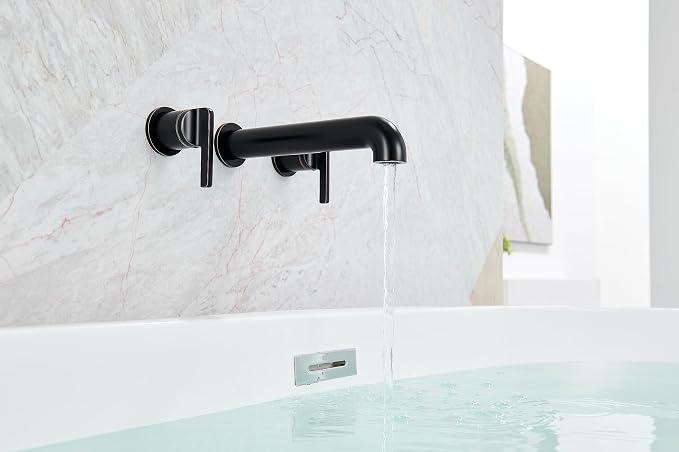 SITGES Solid Brass Wall Mount Tub Filler, High Flow Bathtub Faucet Set - Image 4