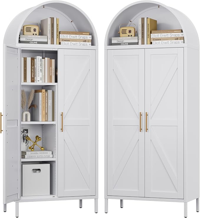 Kitchen Pantry Cabinet, Metal Arched Storage Cabinet - Image 8