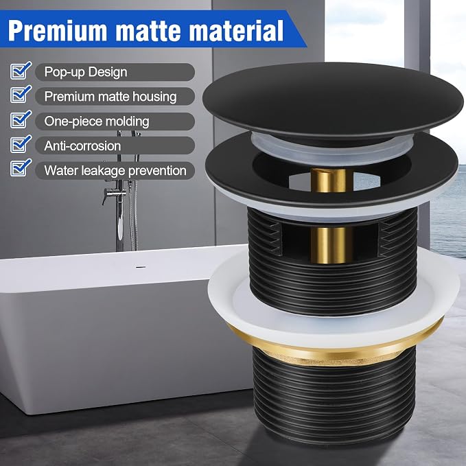 Pop-up Drain Kit for Freestanding Bathtub Tub Drain/Stopper, Freestanding - Image 5