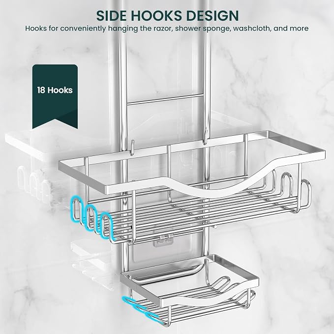 Shower Caddy Hanging Adjustable Shower Caddy, Rustproof Shower Organizer - Image 9