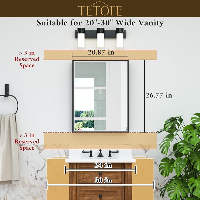 TETOTE Medicine Cabinet Mirror White Framed 21 x 27 Inch Aluminum Framed - Image 3