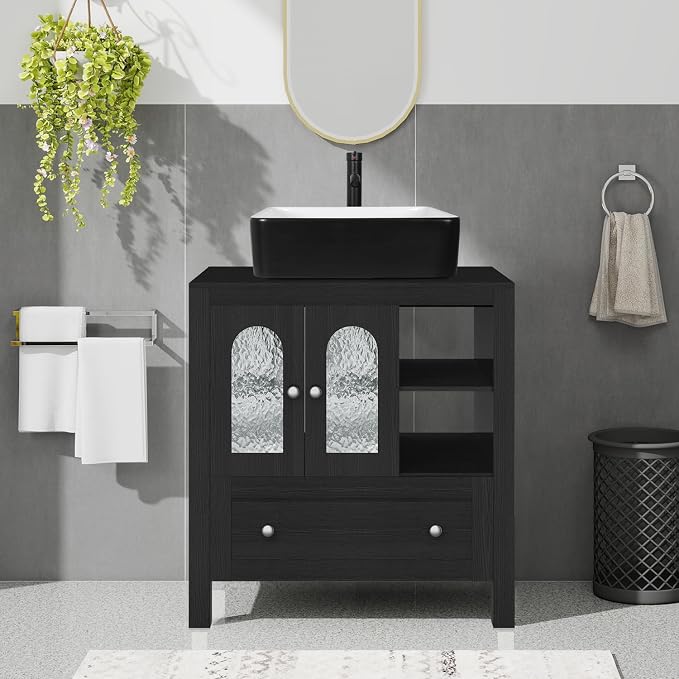 30-Inch Black Bathroom Vanity by Solidee