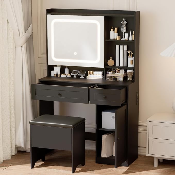 Vanity Table with Hidden Storage & LED Mirror - Image 5