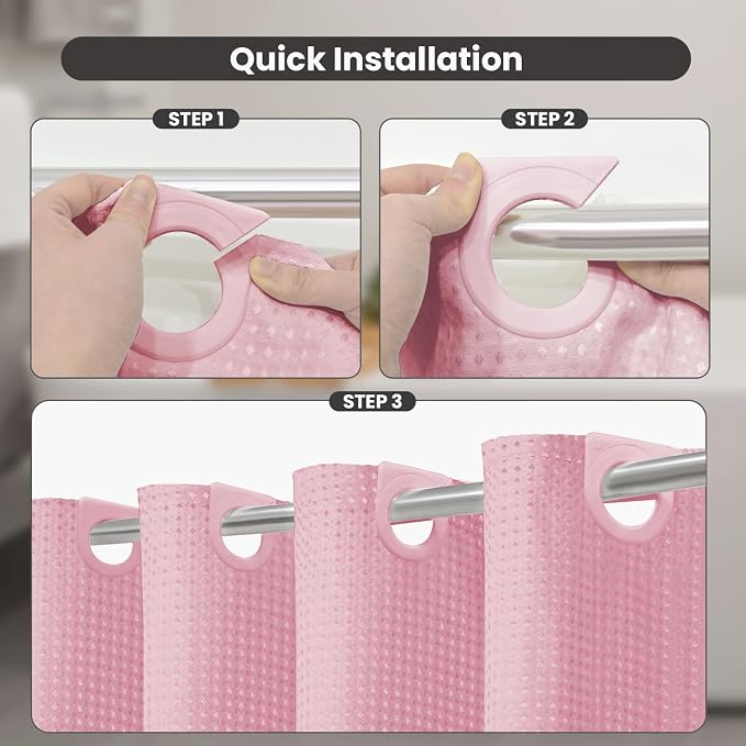 Inhousolu No Hook Waffle Weave Shower Curtain - Image 2