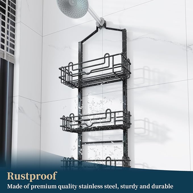 Consumest Shower Caddy Hanging – Rustproof Over Shower Head Hanger - Image 5