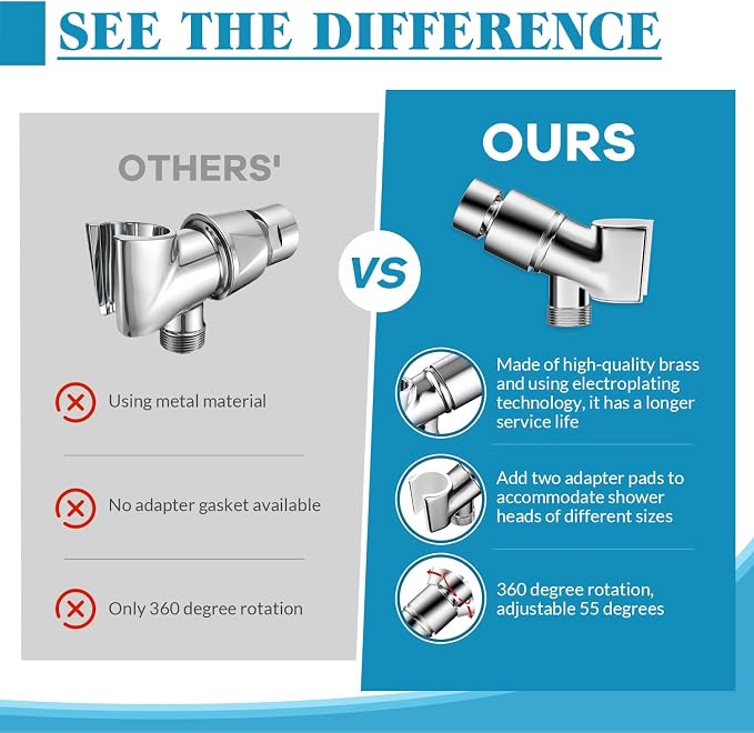 Shower Head Holder for Handheld Shower Head Adjustable Shower Arm Holder - Image 3
